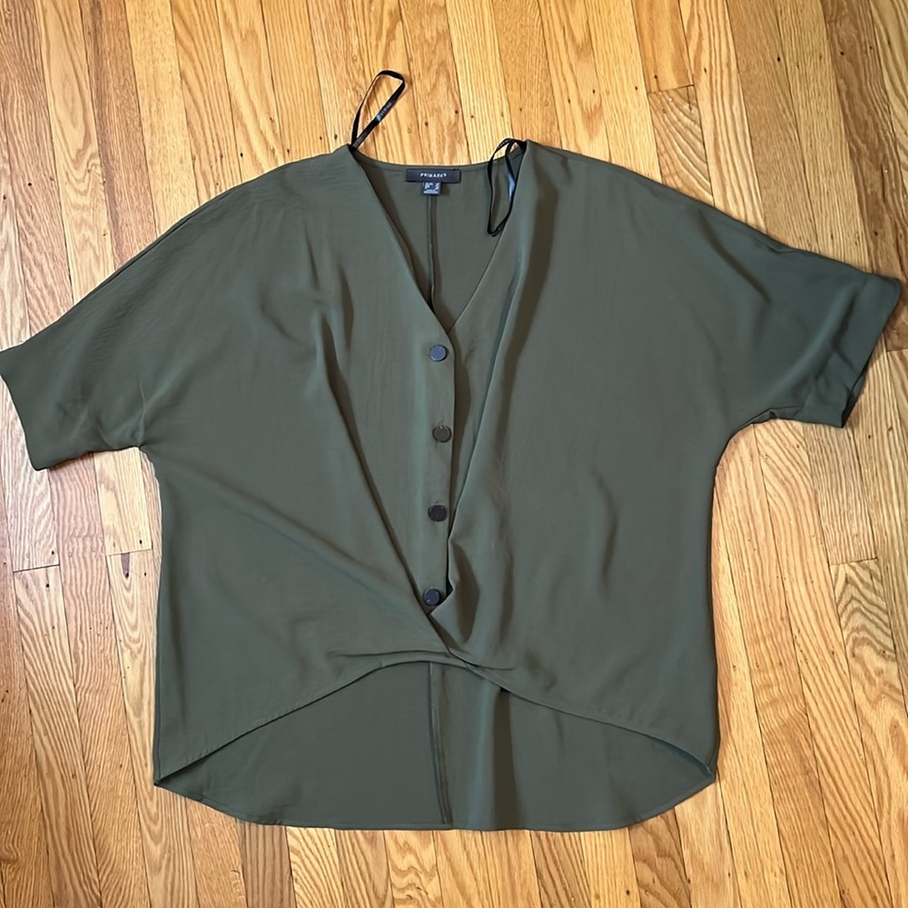 Primark Button Up High-Low Top - Green